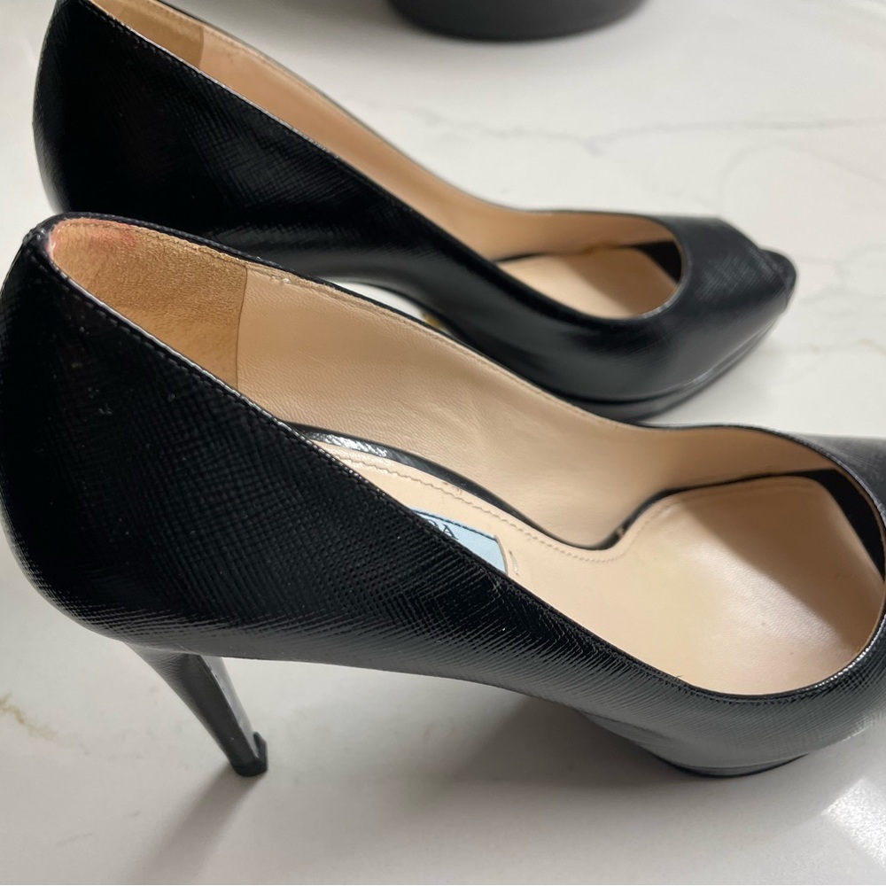 Worn ONCE Prada leather platform pumps